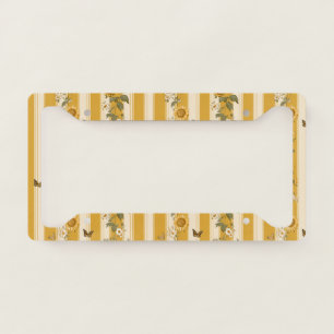 Golden Sunflower Monarch Butterfly Country License Plate Frame