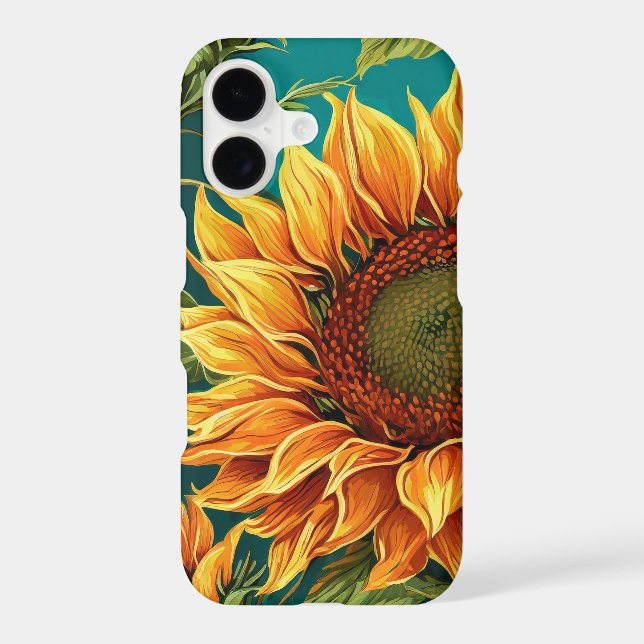 Golden Sunflower Study - Blooming Botanical Art  iPhone Case (Back)