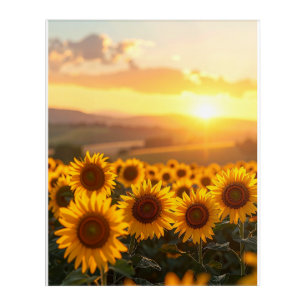 Golden Sunflower Sunset Acrylic Wall Art
