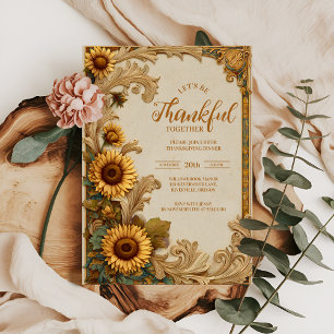 Golden Sunflower Thanksgiving Celebration Invitation