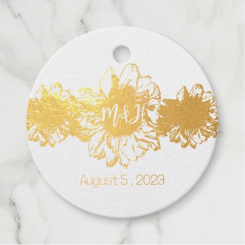 Golden Sunflower trio _ personalized wedding Foil Favor Tags