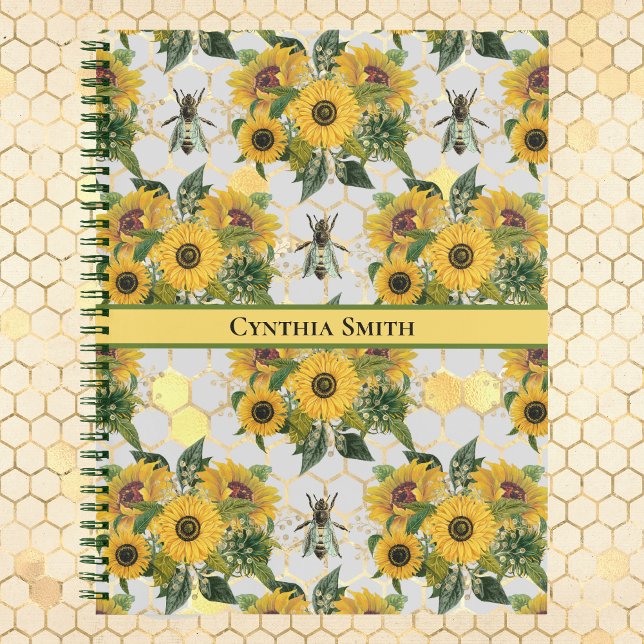 Golden Sunflowers Honeycomb and Royal Bee Notebook (Creator Uploaded)