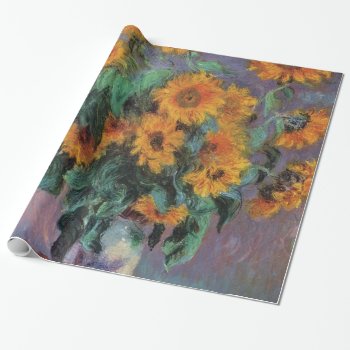 Golden Sunflowers Impressionism Wrapping Paper by monetart at Zazzle