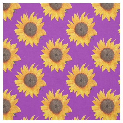 Golden Sunflowers on Purple Fabric