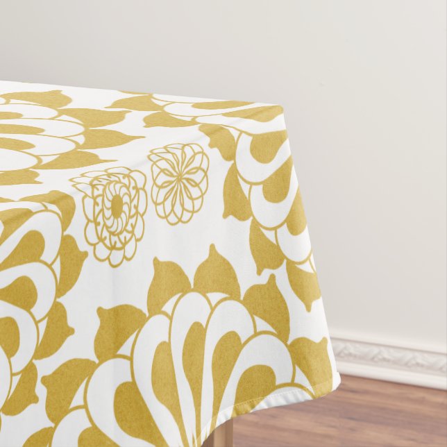Golden sunflowers pattern tablecloth (In Situ)