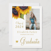Golden sunflowers PHOTO collage graduation party I Invitation (Front)