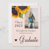 Golden sunflowers PHOTO collage graduation party Invitation (Front)