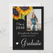 Golden sunflowers PHOTO collage graduation party Invitation (Front)