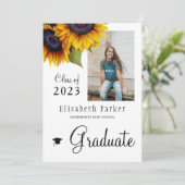 Golden sunflowers PHOTO collage graduation party Invitation (Standing Front)