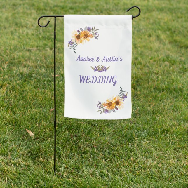 Golden Sunflowers Purple Clover Garden Flag (In SItu)