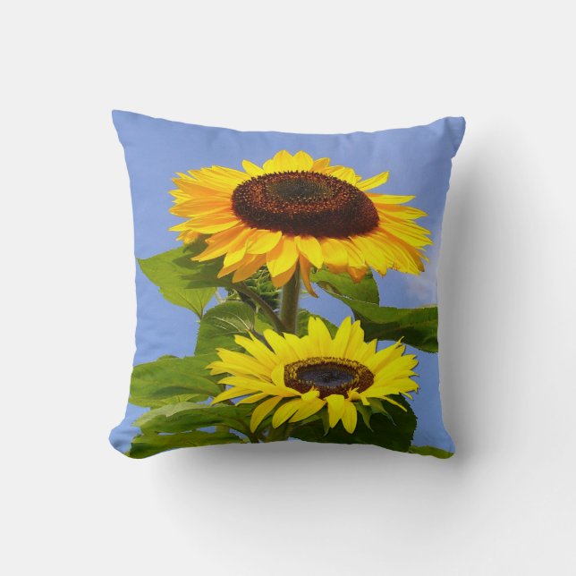 Golden Sunflowers Throw Pillow (Front)