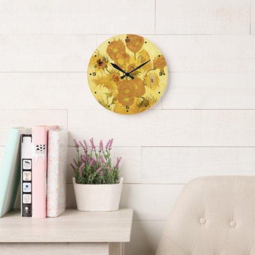 Golden Sunflowers Vincent van Gogh Large Clock