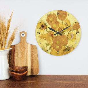 Golden Sunflowers Vincent van Gogh Large Clock