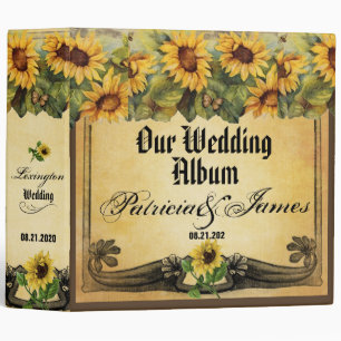 Golden Sunflowers Wedding Album Binder