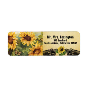 Golden Sunflowers Wedding Return Address Labels