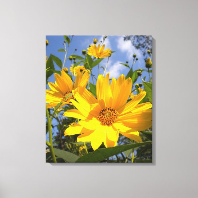 Golden Sunflowers Wrapped Canvas Print (Front)