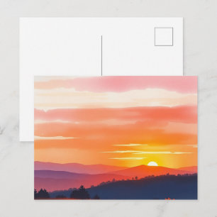 Golden Sunrise and Sunset Postcard