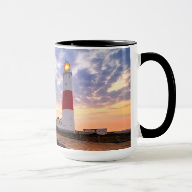 Golden Sunrise At Portland Bill Lighthouse Mug (Right)