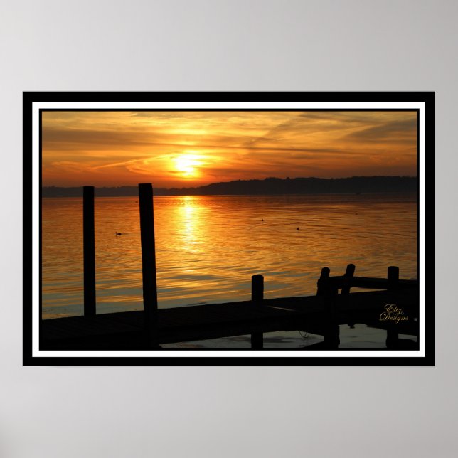 Golden Sunrise on Lake Poster (Front)