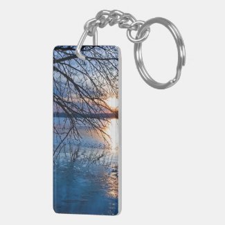 Golden Sunrise Over Lake Acrylic Keychain