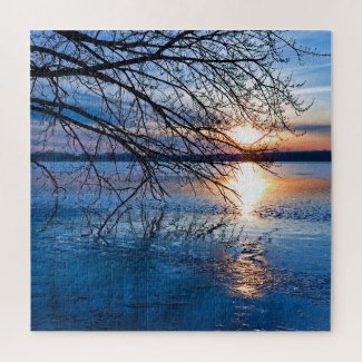 Golden Sunrise Over Lake
