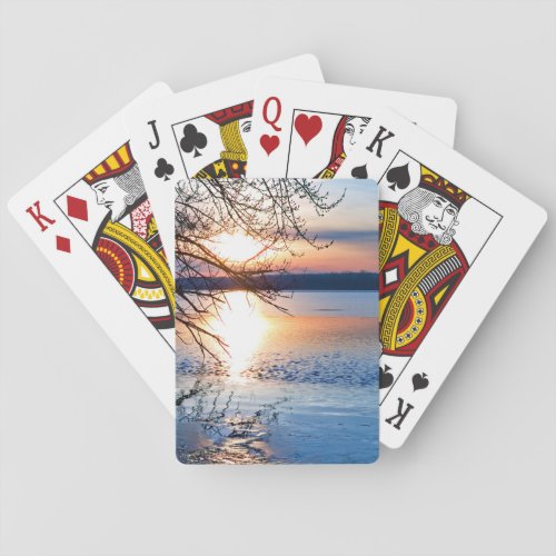 Golden Sunrise Over Lake Poker Cards