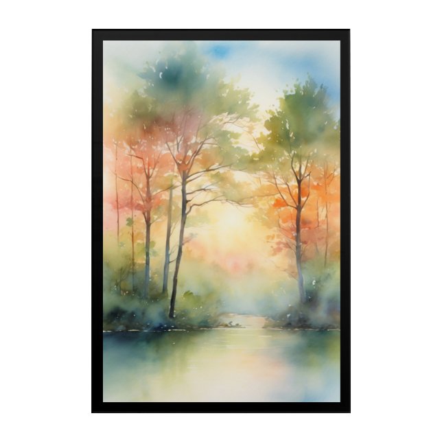 Golden Sunrise Over the Lake – Autumn Acrylic Print (Front)