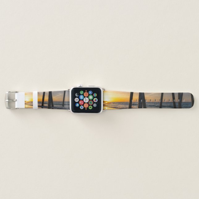 Golden Sunrise Under Pensacola Pier Watch Bands (Front)