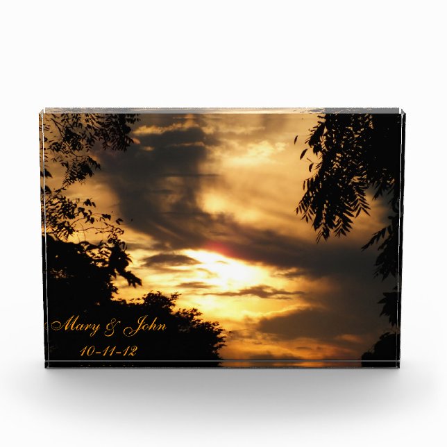 Golden Sunrise Wedding/Anniversary Photo Block (Front)