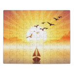 Golden Sunset and Flying Birds Jigsaw Puzzle
