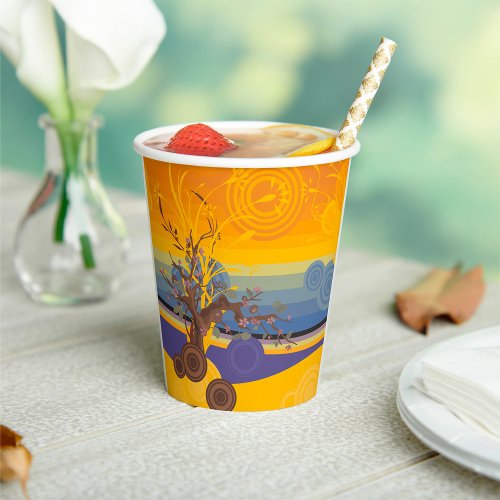 Golden Sunset Art Paper Cups