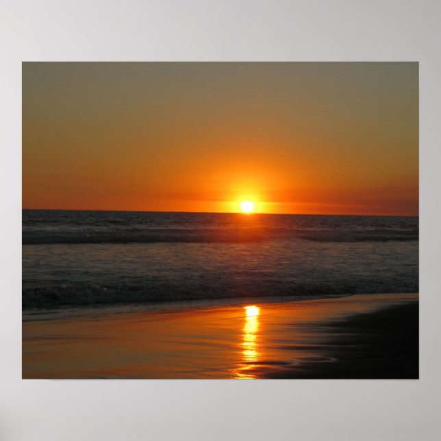 Golden Sunset at El Zonte Beach Poster (Front)