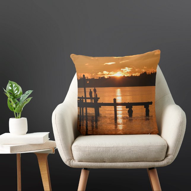 Golden Sunset  at Marina Park Throw Pillow (Creator Uploaded)