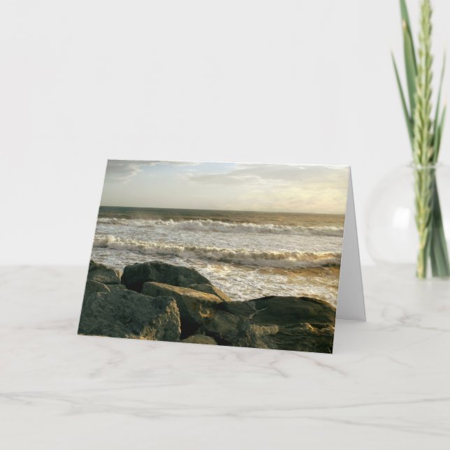 Golden Sunset at White Point Beach Sympathy Card (Front)