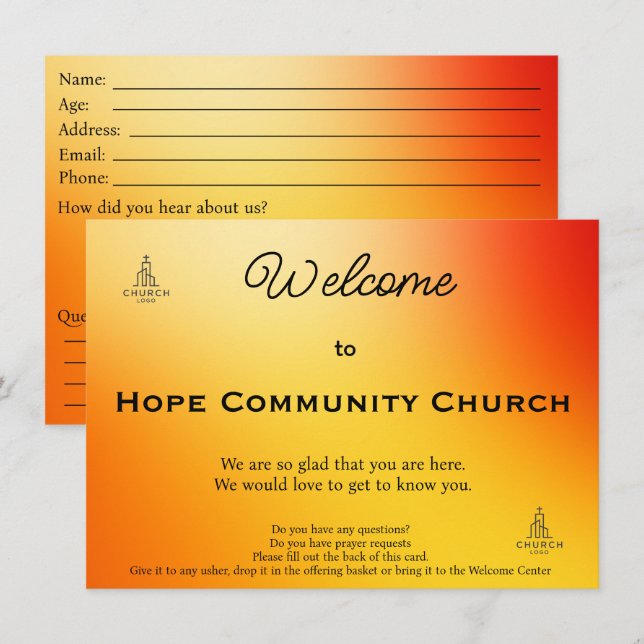 Golden Sunset Church Connection Card (Front/Back)