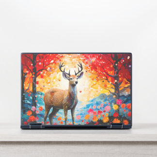 Golden Sunset Floral Fall Forest Deer HP Laptop Skin