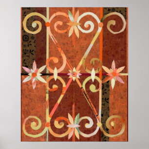 Golden Sunset in CHEFCHAOUEN Paper Collage Poster