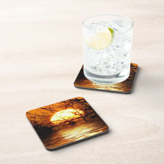 Golden Sunset Liquid Reflection Set of 6 Drink Coaster