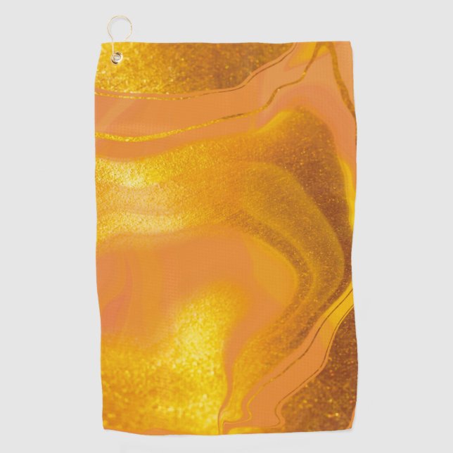 Golden Sunset Marble Golf Towel (Front)