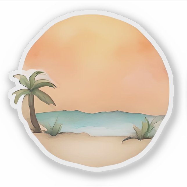 Golden Sunset Oasis Sticker (Front)