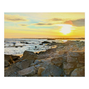 Golden Sunset Ocean Photo Nature photography Poster