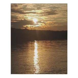 GOLDEN SUNSET ON CAYUGA LAKE  FAUX CANVAS PRINT
