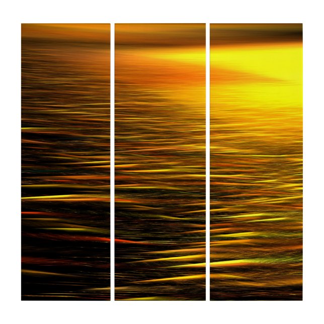 Golden Sunset on Sand Dunes Abstract Triptych Art (Front)