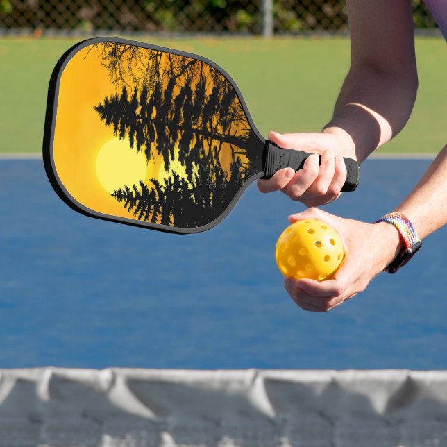 Golden Sunset Pine Trees Lake  Carbon Fiber Pickleball Paddle (Insitu)