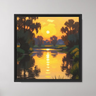 Golden sunset Reflection landscape  Canvas Print