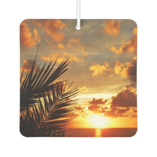 Golden Sunset Sea and Palmtree Postcard Air Freshener
