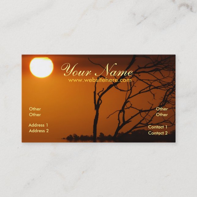 Golden Sunset Silhouette Business Cards (Front)