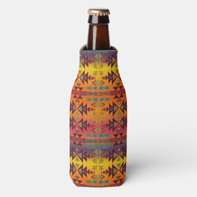 Golden Sunset Skies Southwestern Style Bottle Cooler (Bottle Front)