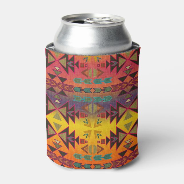 Golden Sunset Skies Southwestern Style Can Cooler (Can Front)