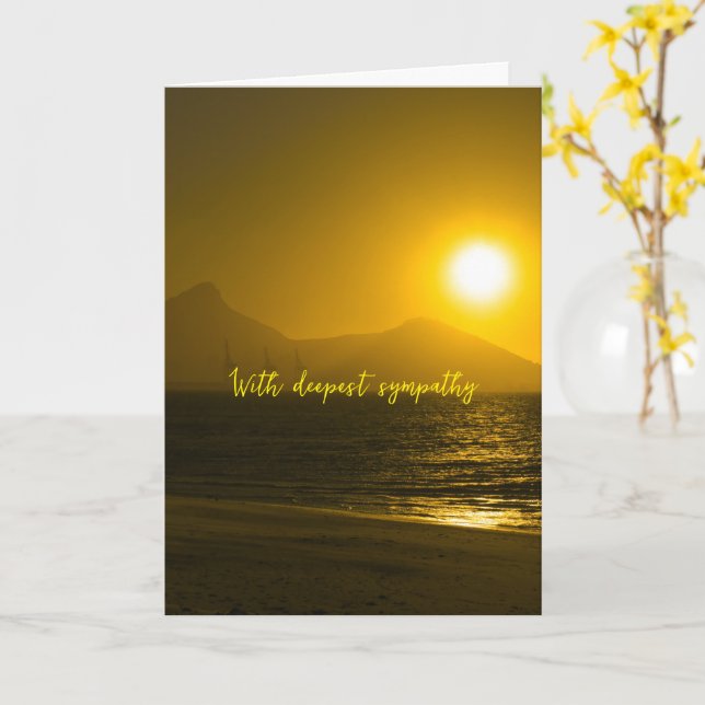 Golden Sunset Sundown Beach Ocean Sea Card (Yellow Flower)